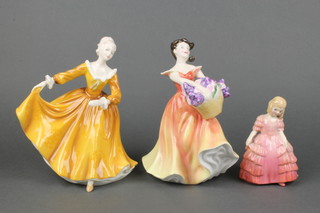 3 Royal Doulton figures - Rose HN1368 5", Lesley HN2410 7 1/2" and Kirsty HN2381 8" 