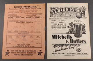 The Albion News and Official Programme October 16th 1943, The Official Programme Tottenham Hotspurs Football and Athletic Co. Ltd 3rd September 1945 