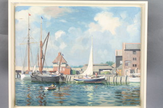 Frank Jameson, ARWA, oil on board, signed, a Poole harbour view 16" x 20" 