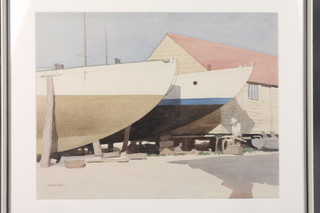 Frank Jameson, watercolour, signed  Poole boatyard  15" x 17" 