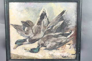 20th Century oil on canvas, still life study of dead game, unsigned 16 1/2" x 19" 