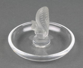 A modern Lalique ring holder in the form of a squirrel, etched Lalique France 12686 3" 