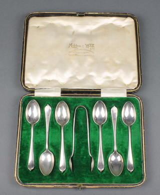 A set of 6 silver teaspoons and nips, Sheffield 1915, 103gr
