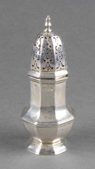 A Victorian silver octagonal shaker, London 1893, 70 grams 3 1/2" 