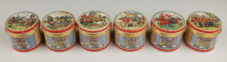 A set of 6 Halcyon Days enamelled boxes - British Military History, The Zulu War, The Battle of Blenheim, The American Revolution, The Crimea War, The Waterloo and The Indian Mutiny, all number 51/300, dated 20th August 1981 2 1/4", all boxed 