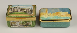 A Halcyon Days enamelled box The British Museum 2" 31/250 and Venice The Campanile and Doge's Palace 2 1/2", both boxed