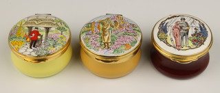 3 Crummles enamelled boxes -Chelsea 1980, 1984 and 1987 1 1/2", all boxed