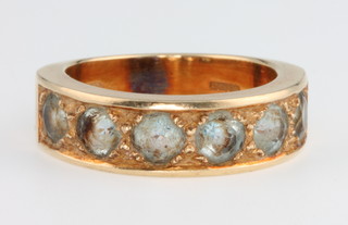 A 9ct yellow gold 6 stone gem set ring, size N 1/2 together with 6 loose stones 