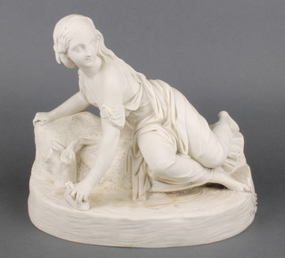 A Victorian Parian figure of a reclining water carrier, impressed marks Kirk London 1857 14" 