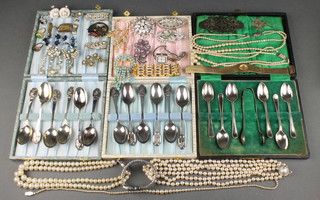 Minor paste set jewellery and plated cutlery 