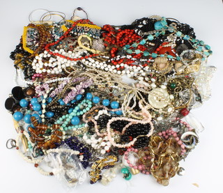 A coral bead necklace and a large quantity of costume jewellery 