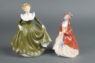 2 Royal Doulton figures - Geraldine HN2348 7 1/2" and Paisley Shawl HN1988 6 1/2" 