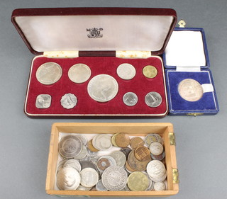 A cased silver medallion - The Bahamas Our Constitution Day January 1964, minor crowns and coins