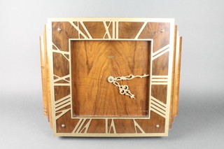 A Smiths Art Deco electric wall clock with square dial and gilt Roman numerals, contained in a walnut case 21" 