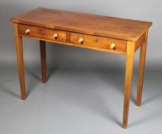 A Georgian mahogany side table fitted 2 drawers, raised on square tapered supports 32"h x 44 1/2"w x 18 1/2"d 