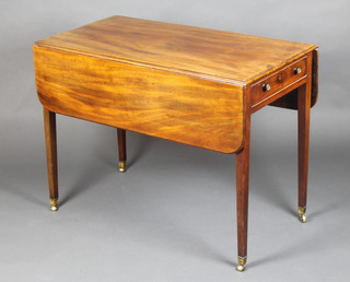 A 19th Century mahogany Pembroke table, fitted a frieze drawer and raised on square tapered supports