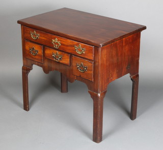 A George III mahogany low boy fitted 1 long drawer above 3 short drawers with wavy apron, raised on square tapered supports 27"h x 29 1/2"w x 19"d 