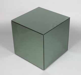 A Venetian green tinted mirrored glass cube table 18"h x 18"w x 18"