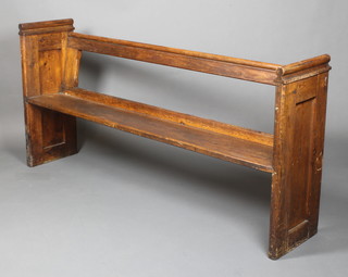 A pair of Victorian pine pews with raised backs 75 1/2" x 75"l x 15 1/2"d 