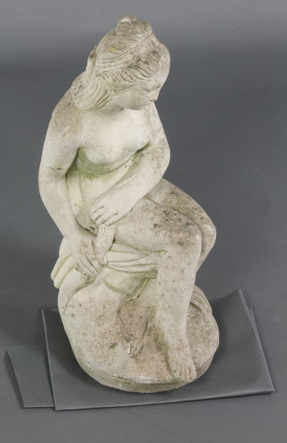 A composition stone figure of a seated classical lady 24" 