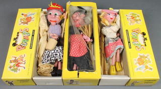 3 Pelham puppets - S M Witch, Old Lady and Cinderella, all boxed 