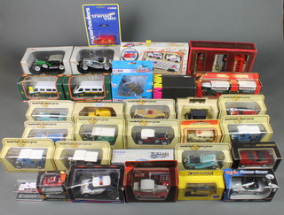 A Dinky The Dinky Collection DY-S10 collection model Mercedes Benz omnibus boxed, 2 Corgi Eddie Stobart lorries boxed, 14 Matchbox models of Yesteryear and other toy cars, boxed  