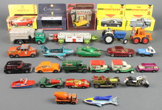A Dinky Eagle model spacecraft and a collection of toys cars, play worn 