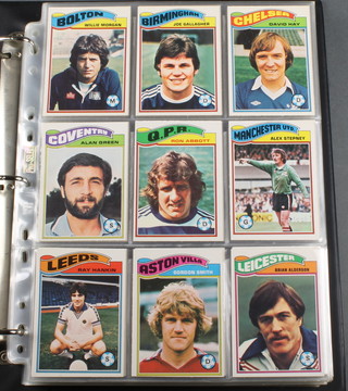 An album of Topps Trade Cards Footballers no.s 265-396 orange back 1978, Footballers nos. 133-264 light blue back 1979 and Footballers pink back 1980 