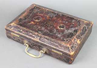 A Victorian style stage prop Chancellor of the Exchequer's dispatch box, the lid with Royal Cypher VR 3"h x 14 1/2"w x 10"d  