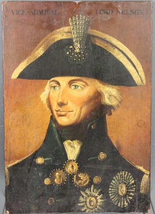 20th Century oil on panel, study of Vice Admiral Lord Nelson, 18" x 12" 