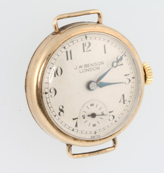 A lady's 9ct yellow gold JW Benson wristwatch with seconds at 6 o'clock, an Omega gold plated ditto 
