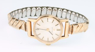 A lady's 9ct yellow gold Omega wristwatch on an expanding strap 