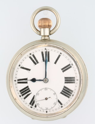 A gentleman's silver plated cased pocket watch with seconds at 6 o'clock and 3 others