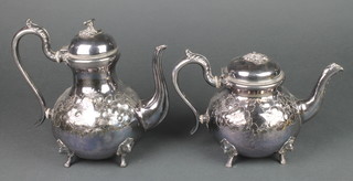 A Victorian silver plated tea and coffee pot