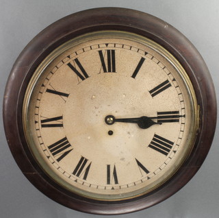 T W Elliott, a fusee wall clock with 14" painted dial, the 4 1/2" back plate marked 5526 made by T W Elliott Ltd England 1938, contained in a mahogany case 