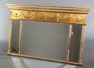 A Regency style triple plate over mantel mirror contained in a gilt frame with swag decoration 32"h x 52"w 