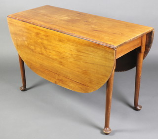 A 19th Century mahogany drop flap pad foot dining table raised on club supports 28"h x 45"w x 18" when closed x 54" when extended 