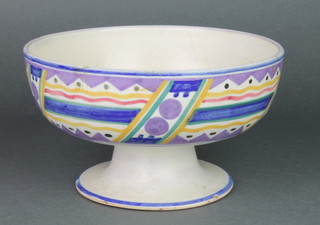 A Poole Carter Stabler pedestal bowl with geometric decoration and spread foot 8" 