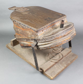 A pair of 19th Century elm and iron blacksmith's bellows 