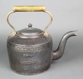 A Esse 19th Century iron kettle with brass handle 11"