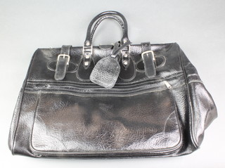A Top Line black leather valise 
