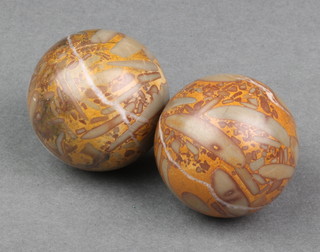 A pair of Victorian turned marble balls 1"
