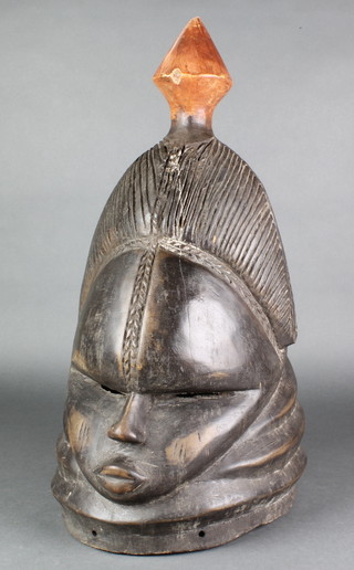 A Nigerian carved wood head mask 20"