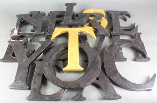 2 gilt resin letters - S and T 10" and 12" together with 3 ebonised ditto C, O and Y, 12" together with 14  further ebonised black resin letters, A x 2, D, E x4, H,  Lx2, N, R x 2 and V  10" 