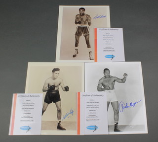 Of boxing interest, a signed black and white photograph of Bob Foster, ditto Willie Pep and ditto Archie Moore, all with certificates of authenticity  