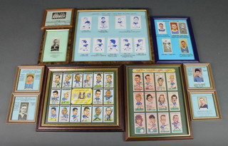 9 Unlisted Trade Cards of Leicester City footballers, a Leicester City 2000 Worthington Cup print, ditto The Unforgettable Gallery and 7 various frames containing football related cigarette cards  
