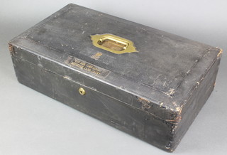 Wickward & Co, Portland Street, a Victorian black leather dispatch box, the lid with Royal Cypher and marked The Honourable Lord Gibson, Scottish Land Court 6"h x 22"w x 12"d  
