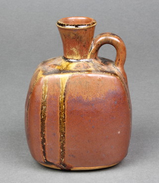 A John Leach Muchelney Pottery slip glazed bottle impressed marks 5" 