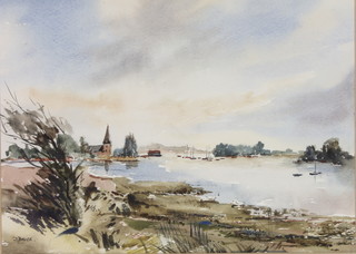 D Bruce, watercolour "Bosham Harbour" 10 1/2" x 14 1/2" 