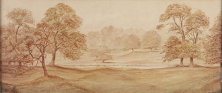 A 19th Century watercolour, study of a country park, unsigned 5" x 12" 